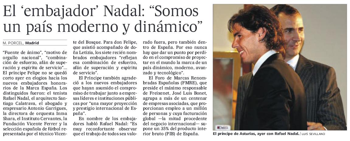 El ‘embajador’ Nadal: «Somos un país moderno y dinámico» – Diario El País