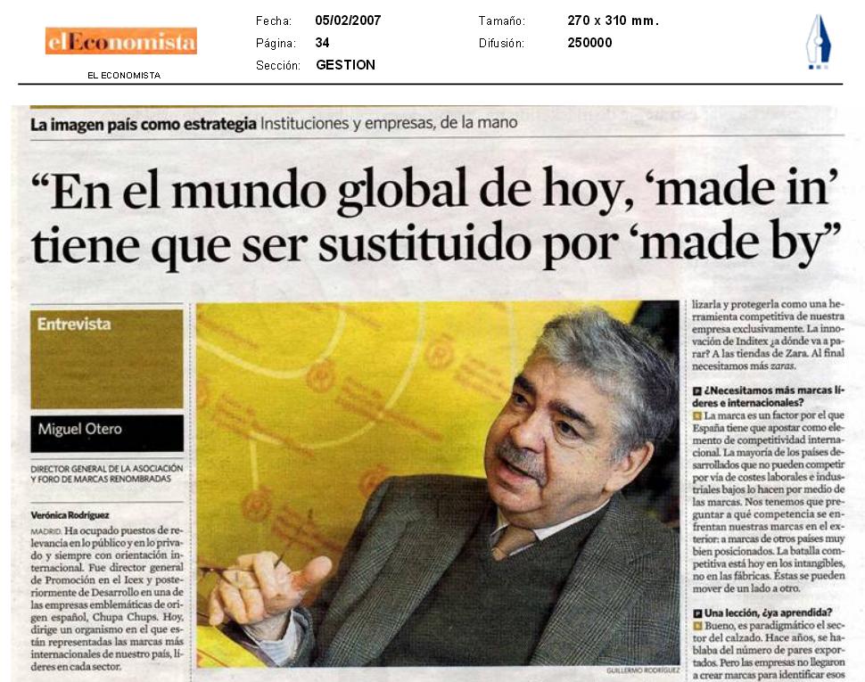 «En el mundo global de hoy ‘made in’ tiene que ser sustitutido por ‘made by'» – Diario El Economista