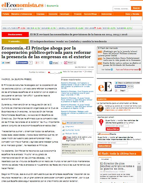 El Príncipe aboga por la cooperación público-privada para reforzar la presencia de las empresas en el exterior – Diario El Economista
