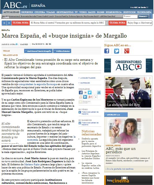 Marca España, el ‘buque insignia’ de Margallo – Diario ABC