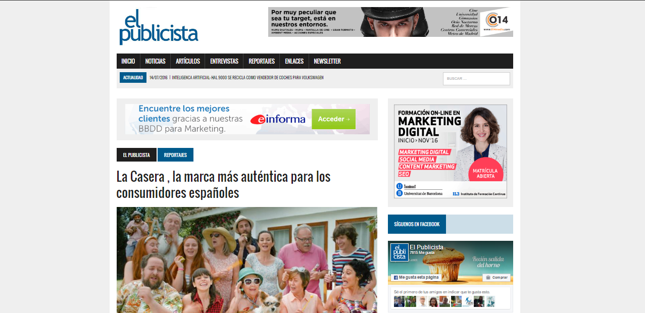 La Casera , la marca más auténtica para los consumidores españoles