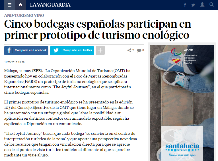 Cinco bodegas españolas participan en primer prototipo de turismo enológico