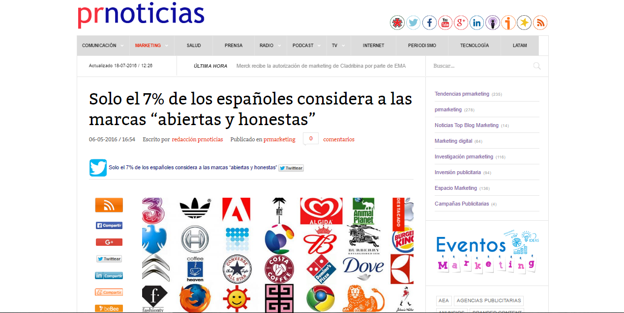 Solo el 7% de los españoles considera a las marcas “abiertas y honestas”
