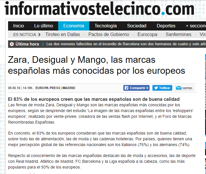 Zara, Desigual y Mango, las marcas españolas más conocidas por los europeos