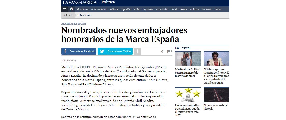 Nombrados nuevos embajadores honorarios de la Marca España