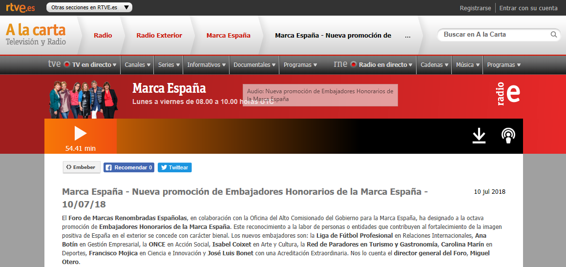Nueva promoción de Embajadores Honorarios de la Marca España