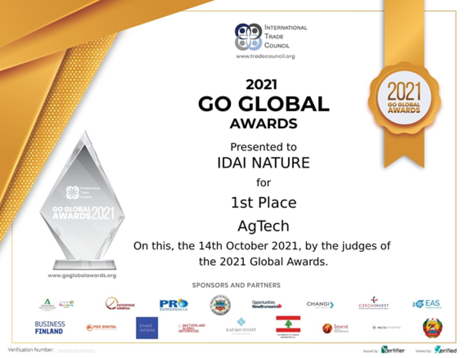 Idai Nature, elegida mejor empresa AgriTech por el International Trade Council