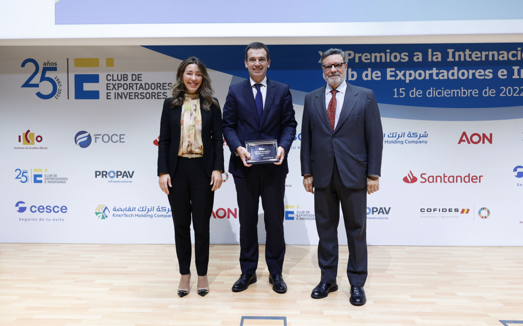 CAF, galardonada con el Premio a la Internacionalización 2022 del Club de Exportadores 