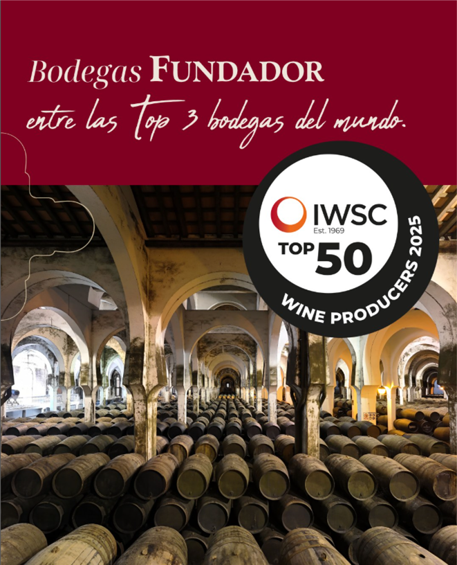 Fundador, líder en España y tercera bodega del mundo en el ranking ‘Top 50 Wine Producers’ de IWSC